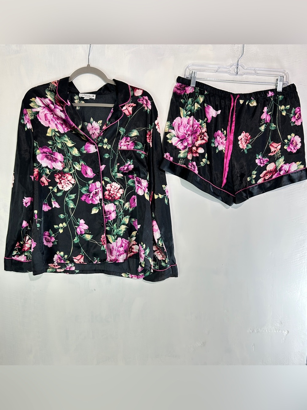 Coquette Romantic In Bloom by Jonquil Floral Satin Pajama Set Large Cottagecore